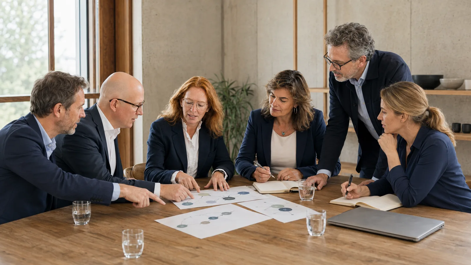Das Team der Deutschen Protein Allianz diskutiert mit Projektpartnern an einem Tisch